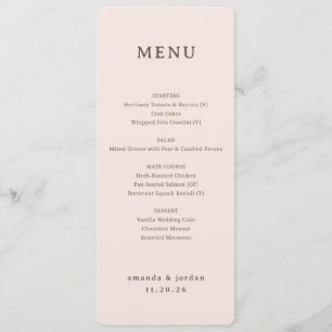 Elegant Beige Minimalist Menu