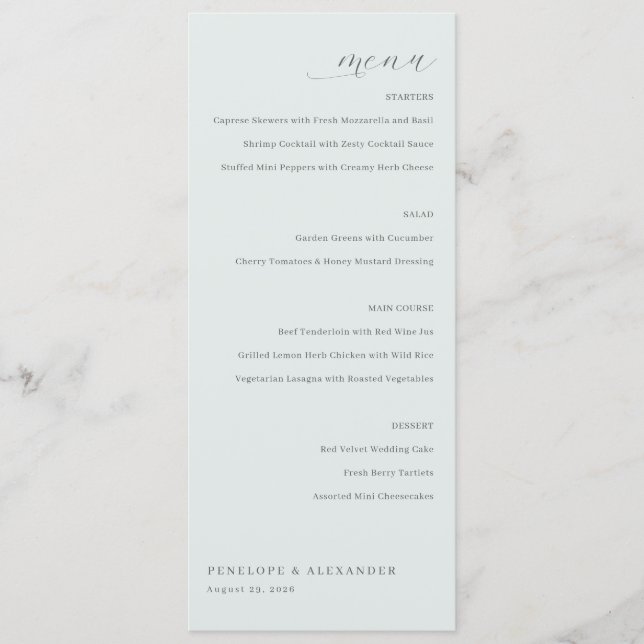 Elegant Beige Minimalist Menu (Front)