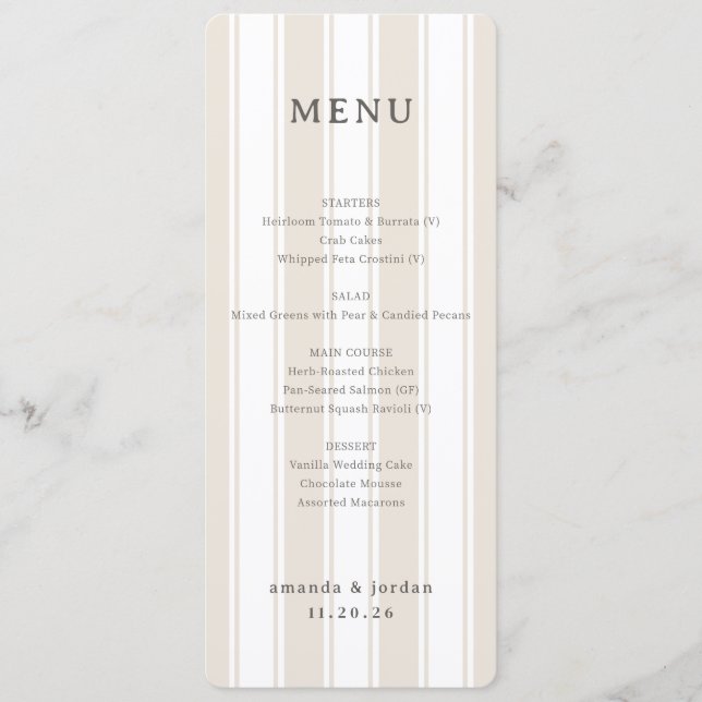 Elegant Beige Minimalist Menu (Front)