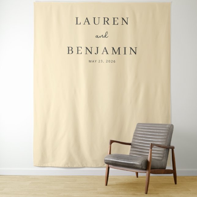 Elegant Beige Minimalist Names Tapestry (In Situ)