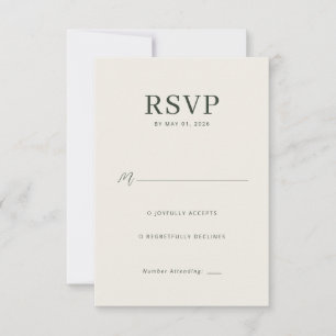 Elegant Beige Minimalist RSVP Card
