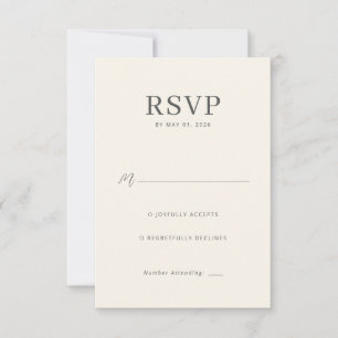 Elegant Beige Minimalist RSVP Card