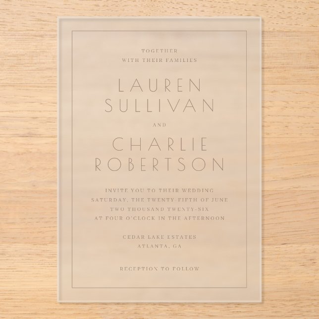 Elegant Beige Minimalist Wedding Invitation (Front)