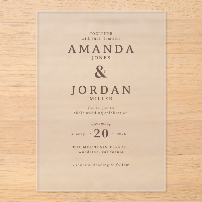 Elegant Beige Minimalist Wedding Invitation (Front)