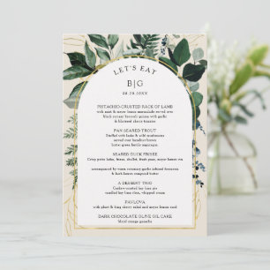 Elegant Beige Modern Botanical Rehearsal Dinner Menu