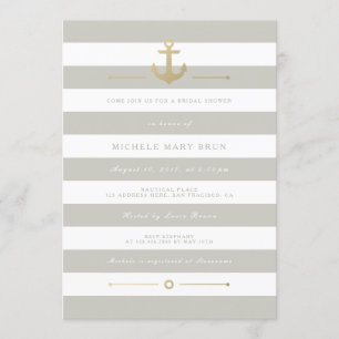 Elegant Beige Nautical Bridal Shower Invite