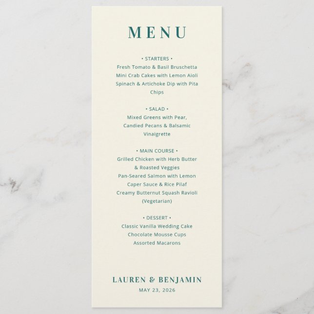 Elegant Beige Navy Menu Template (Front)