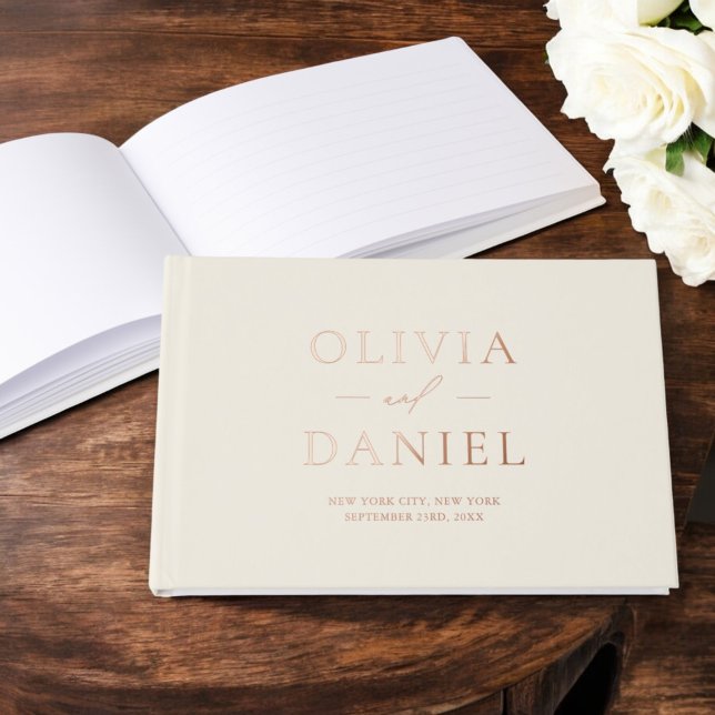 Elegant Beige Neutral Creme Modern Minimalist Guest Book (Creator Uploaded)