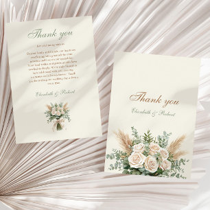 Elegant Beige Pampas Grass Wedding Thank You Card