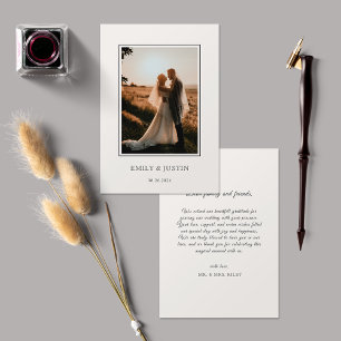 Elegant Beige Photo Wedding Thank You Card