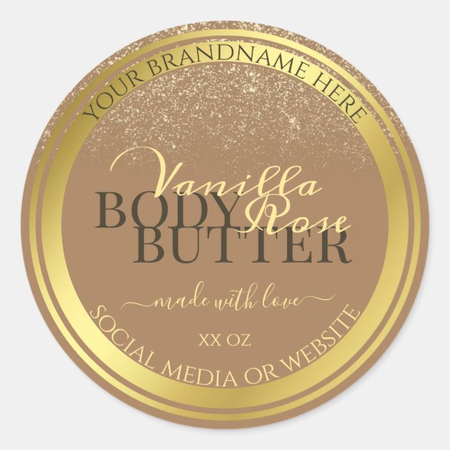 Elegant Beige Product Packaging Labels Gold Frame (Front)