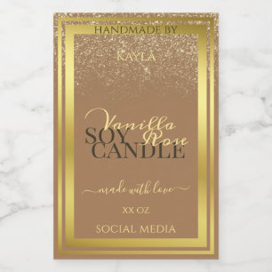 Elegant Beige Product Packaging Labels Gold Frame