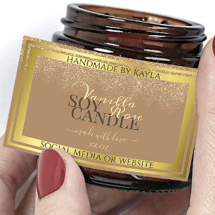 Elegant Beige Product Packaging Labels Gold Frame