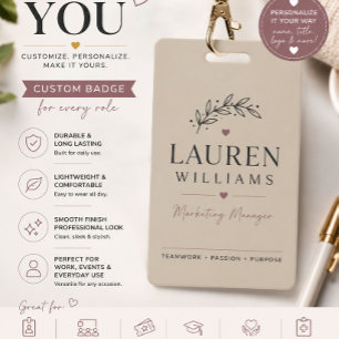 Elegant Beige Professional Event Badge ID Badge