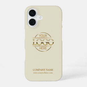 Elegant Beige Promotional Company Business Logo iPhone 16 Case