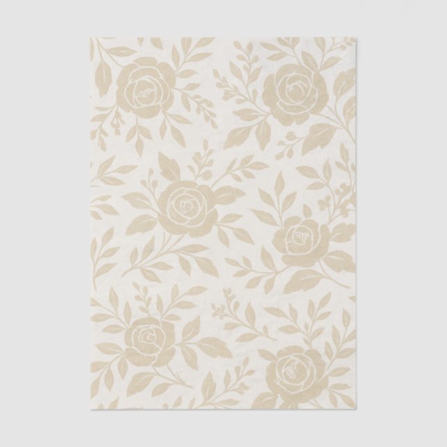Elegant Beige Rose Decoupage Tissue Paper (Front)