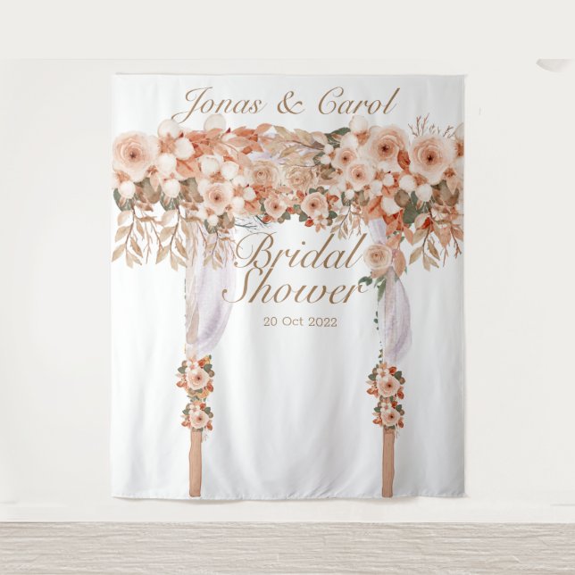 Elegant beige roses bridal shower floral bride tapestry (Front)
