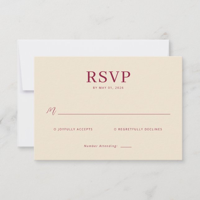 Elegant Beige RSVP Card (Front)