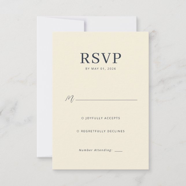 Elegant Beige RSVP Card (Front)