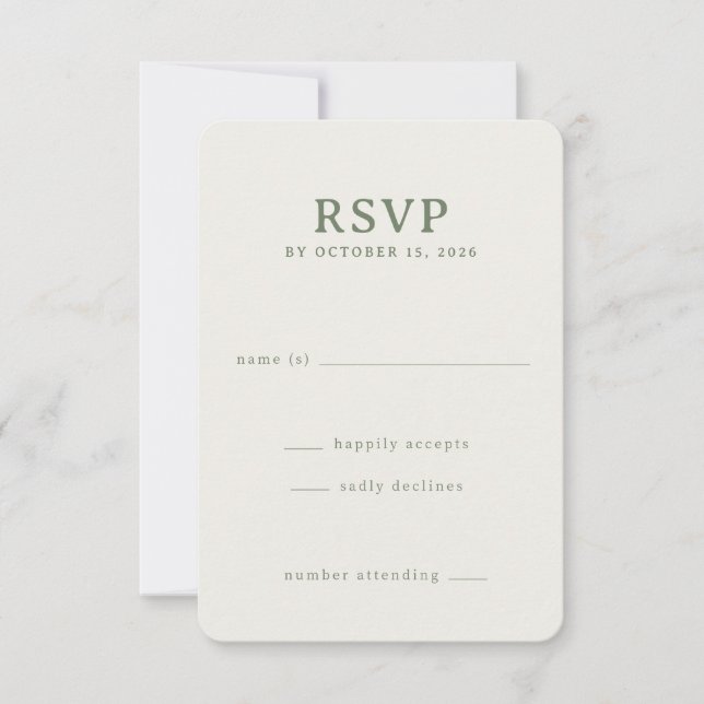 Elegant Beige RSVP Card (Front)