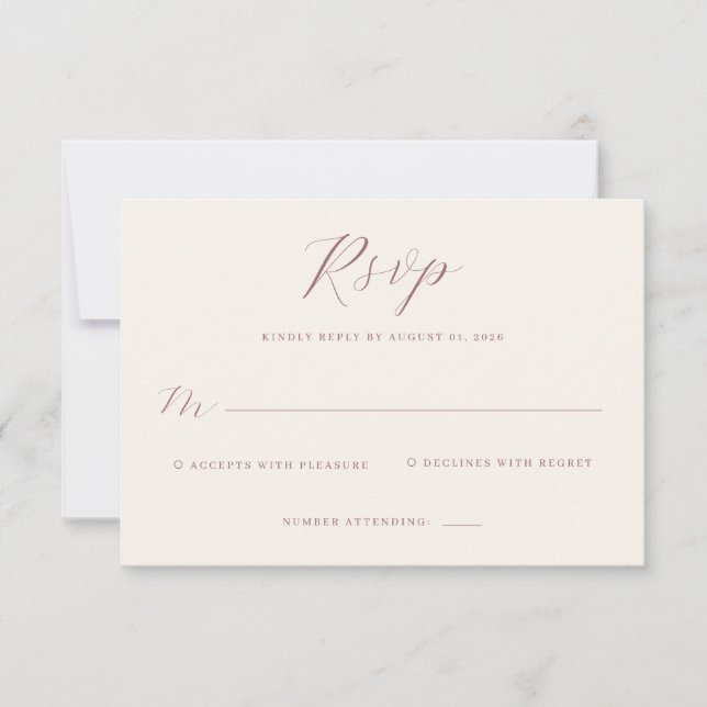 Elegant Beige RSVP Card (Front)