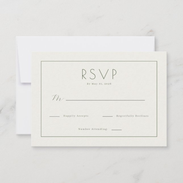 Elegant Beige RSVP Card (Front)