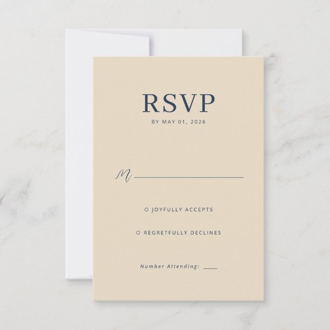 Elegant Beige RSVP Card (Front)