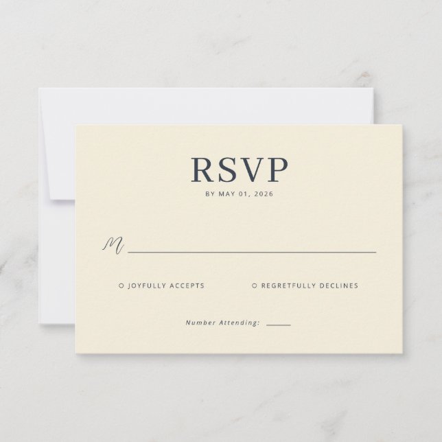 Elegant Beige RSVP Card (Front)