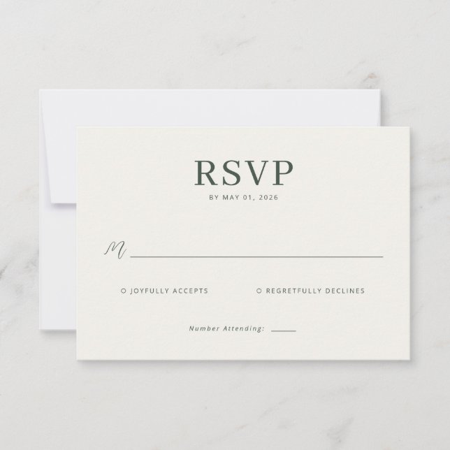 Elegant Beige RSVP Card (Front)