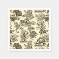 Elegant Beige Rustic Horses Toile
