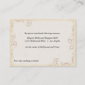 Elegant Beige Scrollwork Wedding Reception Card