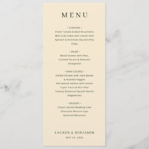 Elegant Beige Serif Menu