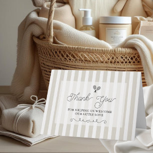 Elegant Beige Striped Tennis Thank You Cards