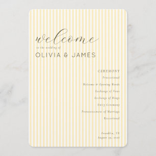 Elegant Beige Striped Wedding Schedule Programme