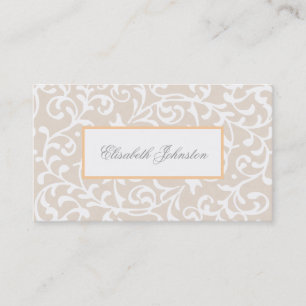 Elegant Beige Swirls Damask Feminine Floral Business Card