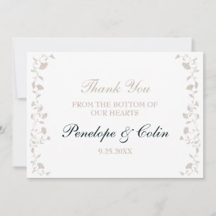 Elegant Beige Tan Library Book Cover Wedding Thank You Card