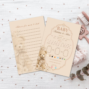 Elegant Beige Teddy Bear Baby Predictions Game