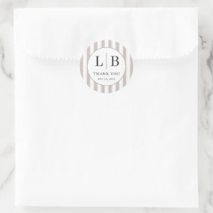 Elegant Beige Thank You Circle Classic Round Sticker