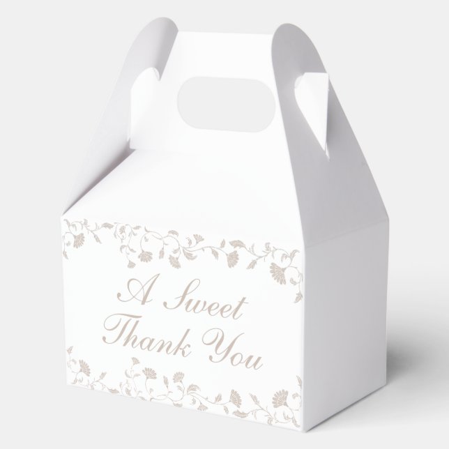 Elegant Beige Thank You Wedding Favour Box (Front)