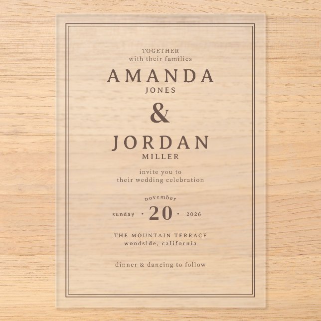 Elegant Beige Typographic Wedding Invitation (Front)