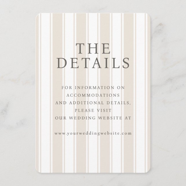 Elegant Beige Vertical Stripes Enclosure Card (Front)