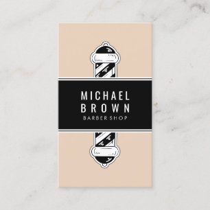 Elegant Beige Vintage Barber shop Pole Business Card