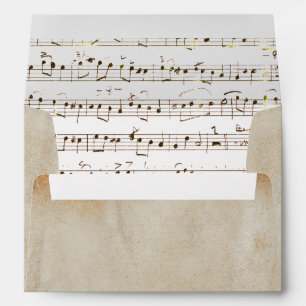 Elegant Beige Vintage Paper Music Sheet Notes Envelope