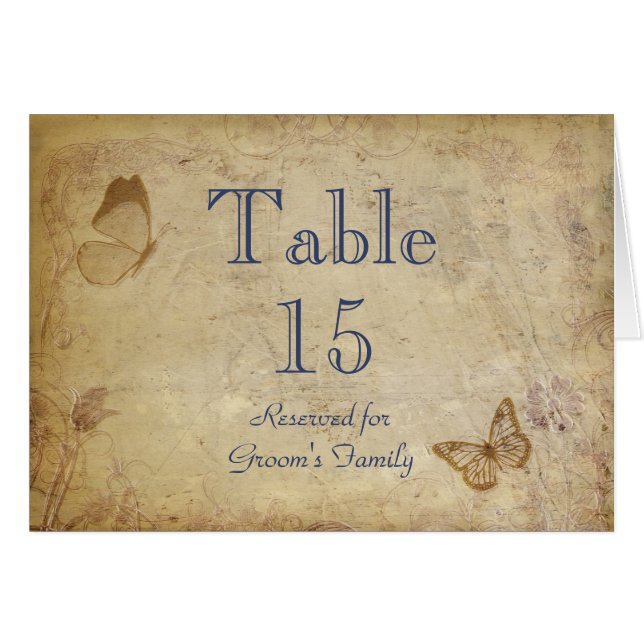 Elegant Beige Vintage Table Seating Name Card (Front Horizontal)