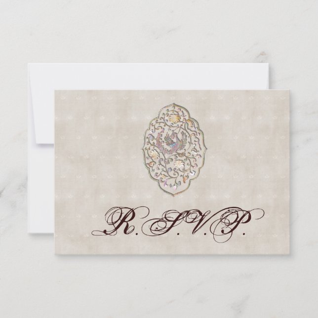 Elegant Beige Vintage Wedding RSVP (Front)