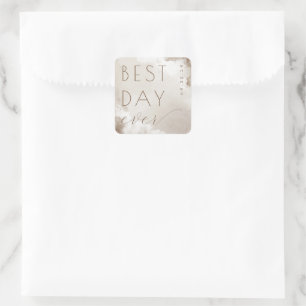 Elegant Beige Watercolor Calligraphy Square Sticker