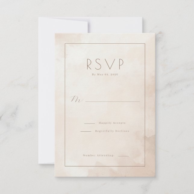 Elegant Beige Watercolor RSVP Card (Front)