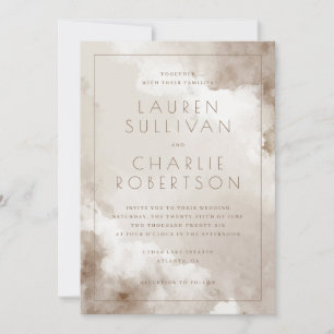 Elegant Beige Watercolor Wash Invitation
