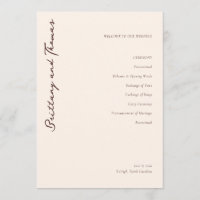 Elegant Beige Wedding Ceremony Program