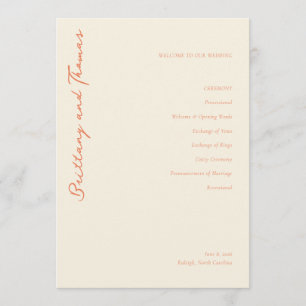 Elegant Beige Wedding Ceremony Programme